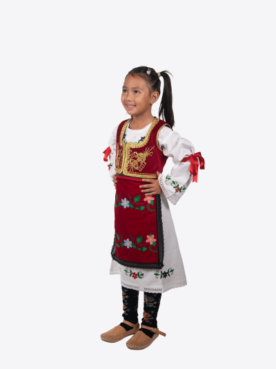 Dečija šumadijska nošnja sa haljinom i jelekom (model V)